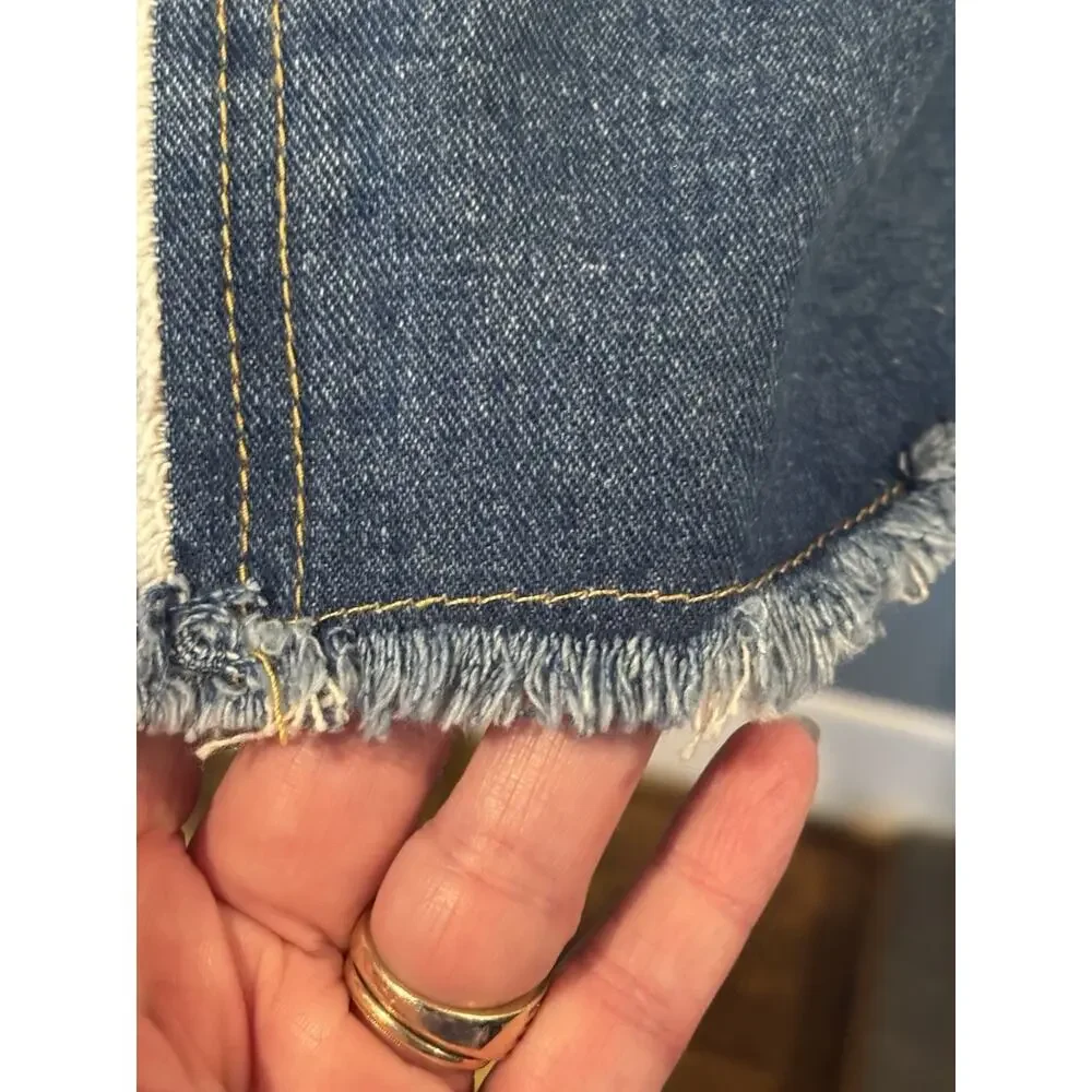 Women's Plus Umgee Modest Western Blue Denim Jean Skirt Frayed Hem NWT 2XL